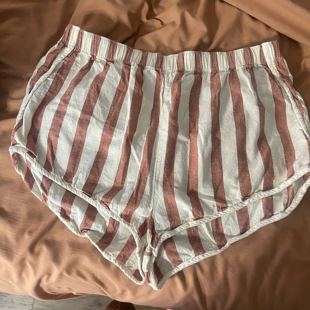 Free people Brown and White Striped Shorts
